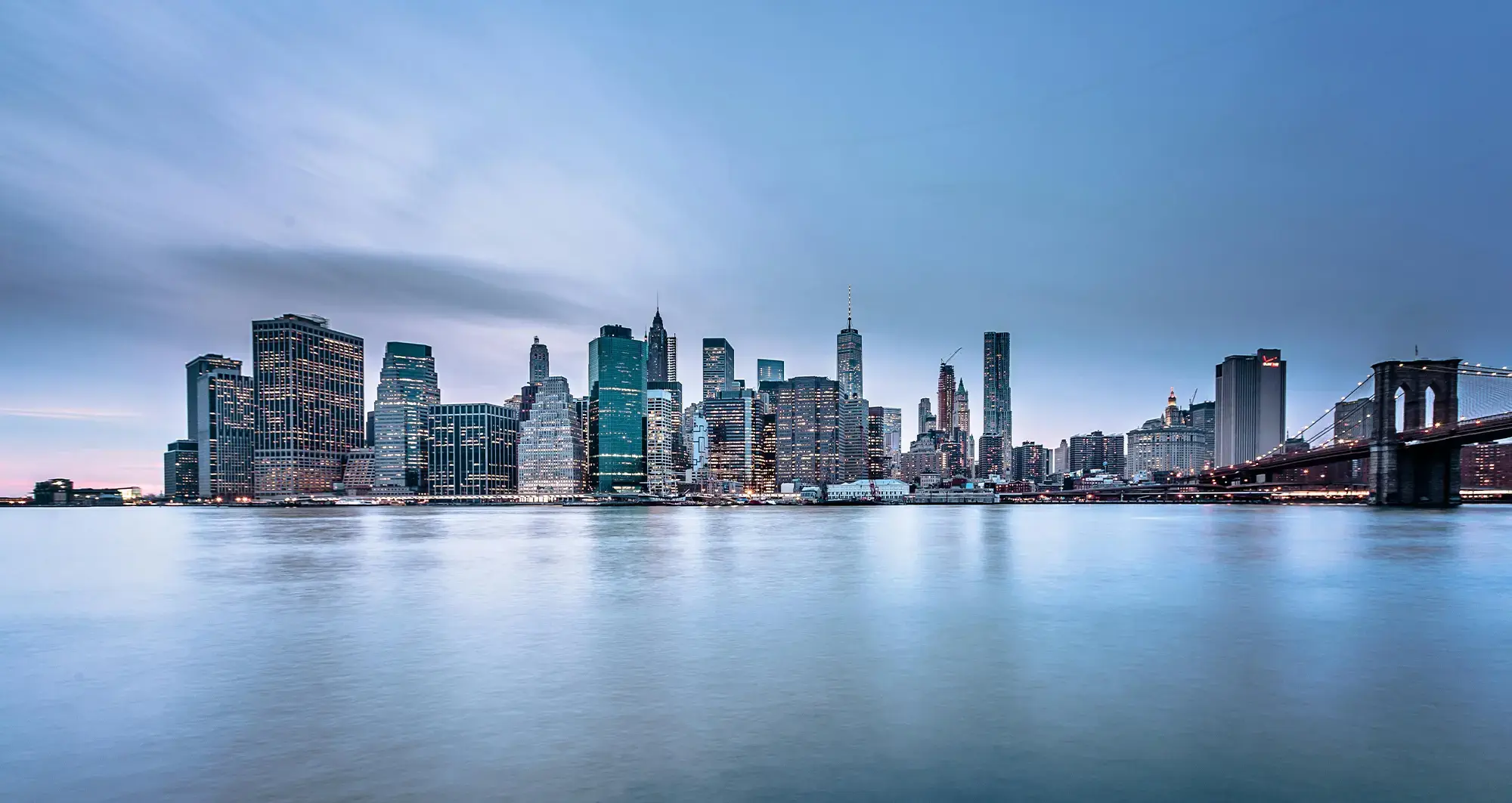 new york city skyline view across the water
