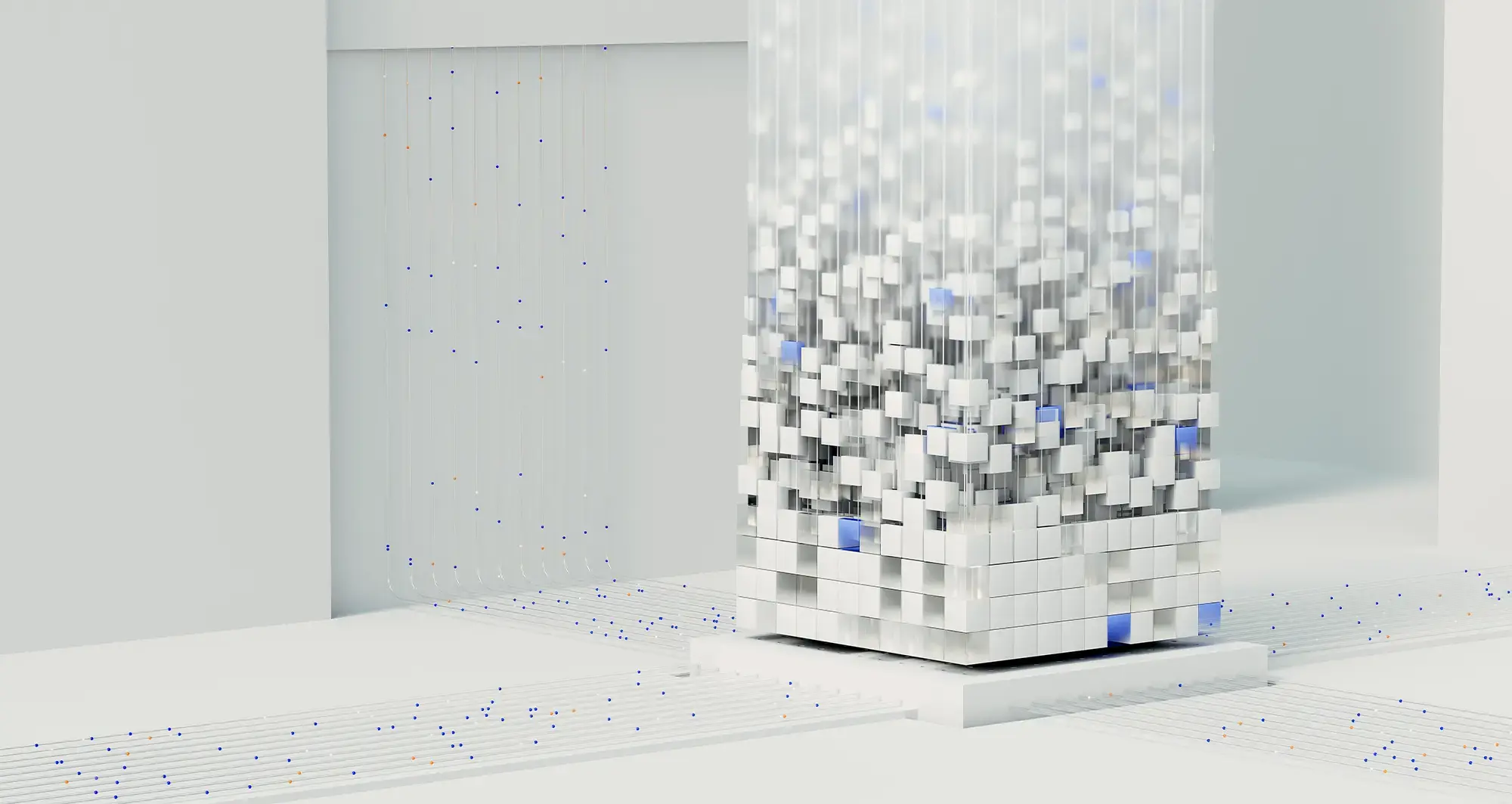 white tower with a lot of boxes
