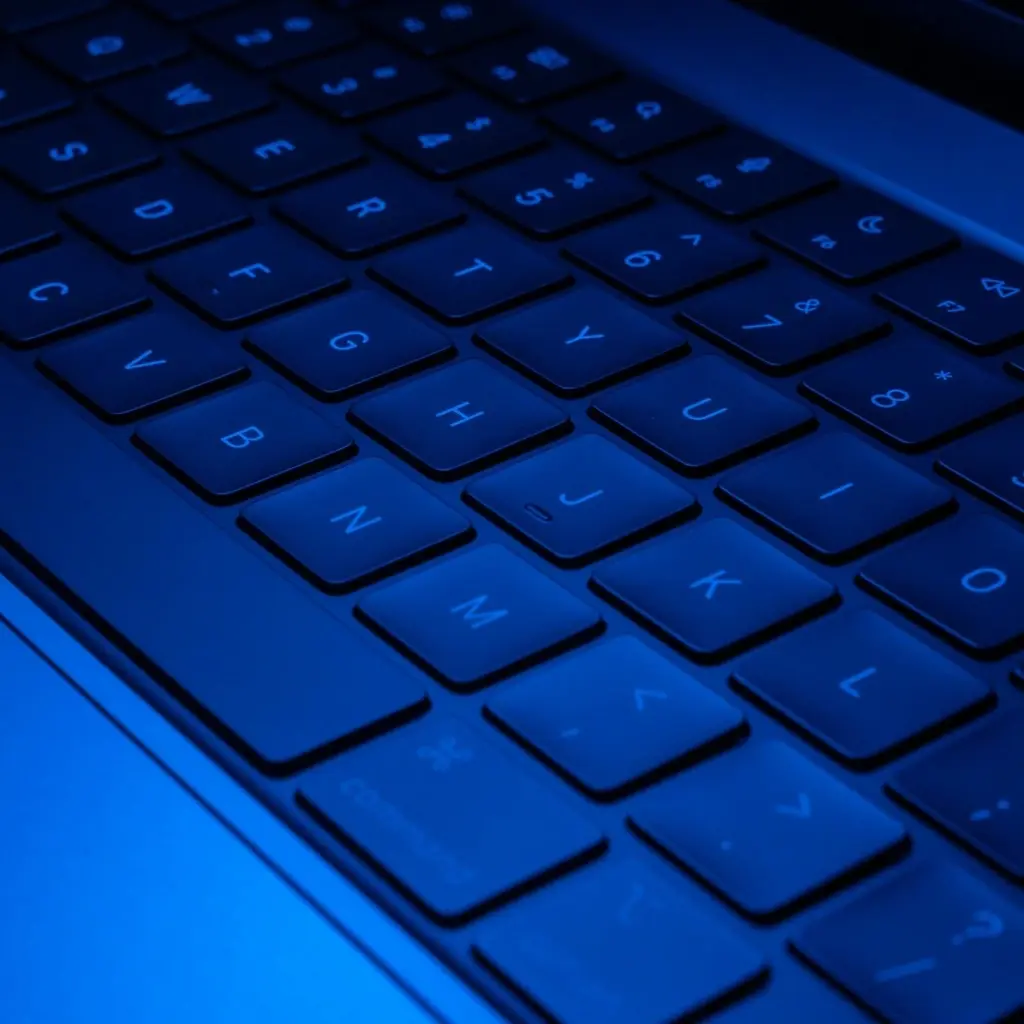 A close-up of a laptop keyboard